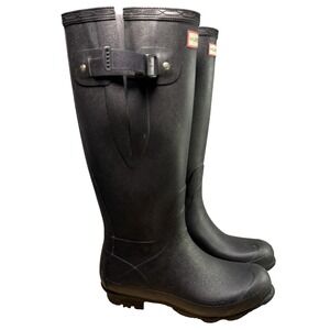 Hunter Boots Womens Size 7 Black Norris Field Side Adjustable Rain UFT4001RMI